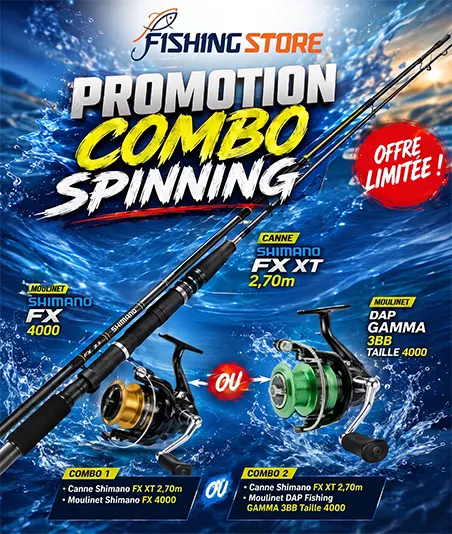 Ensemble de pêche au leurre spinning en mer Méditerranée avec canne Shimano FX XT 2,70m et moulinet DAP Fishing Gamma 4000 ou fx 4000